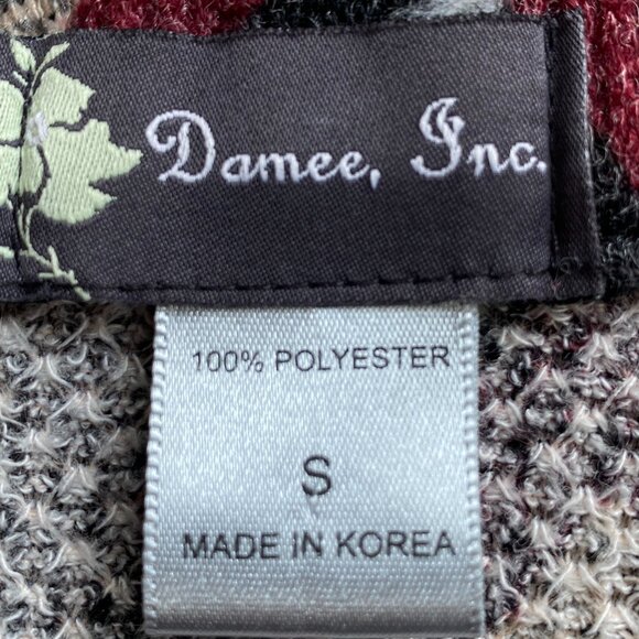 Damee Peplum Button Sweater Jacket Sz S Flare Sleeve Geometric Artsy Lagenlook - Picture 10 of 13